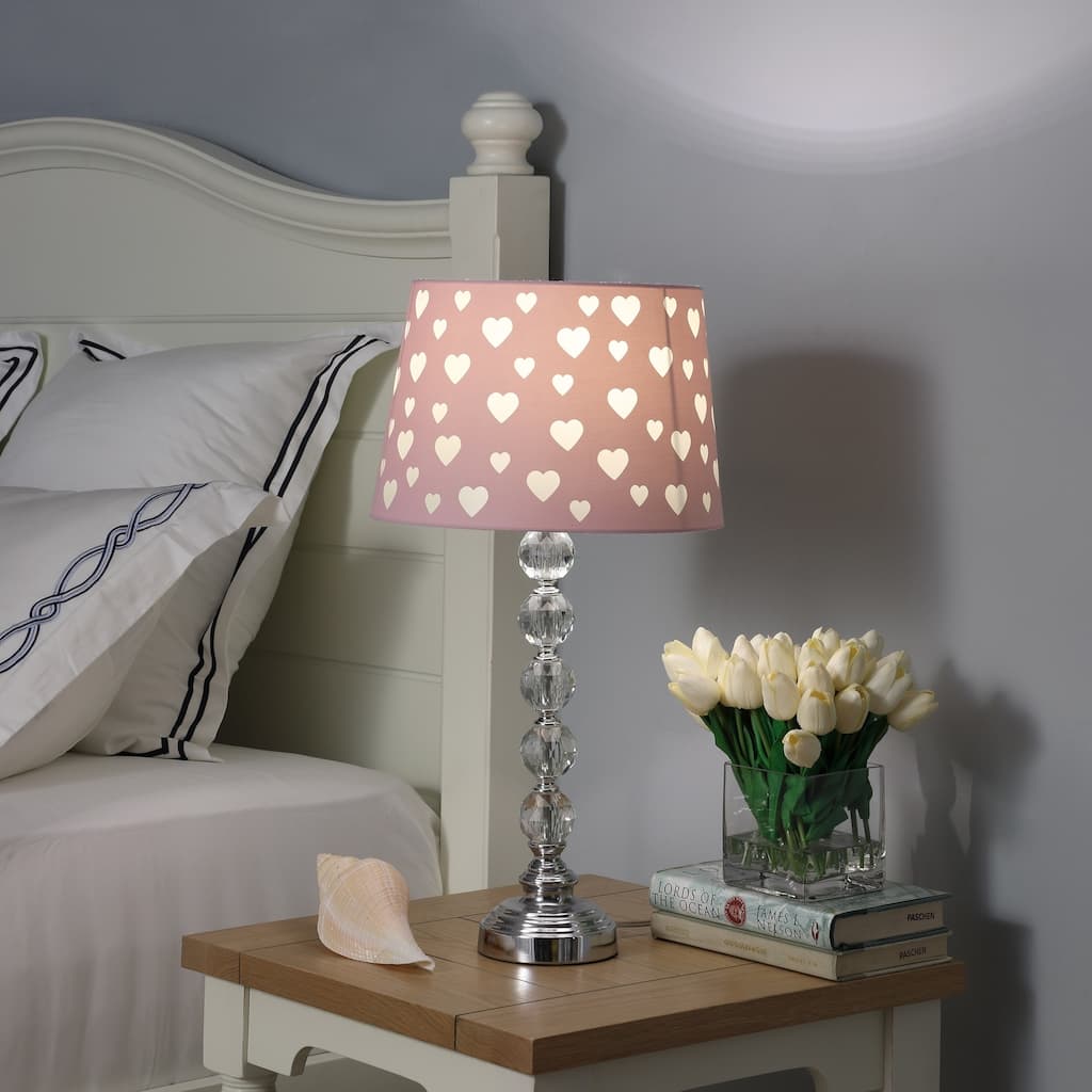22 In. Ariel Heart Crystal Orb Pink Table Lamp