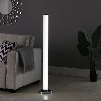 49 in. LED Illuminari White Crystal Sandrocks Column Floor Lamp