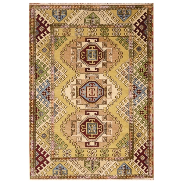 Handmade Kazak Wool Rug (India) - 5'9 x 8'