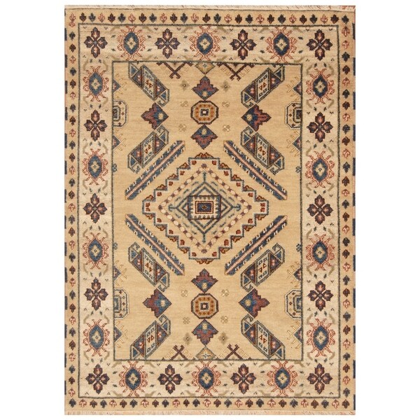 Handmade Kazak Wool Rug (India) - 4'9 x 6'6