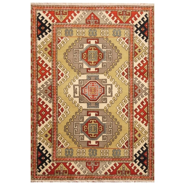 Handmade Kazak Wool Rug (India) - 5'9 x 8'