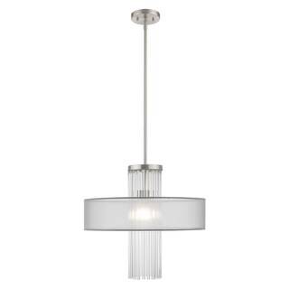 Livex Lighting Alexis 1-Light Brushed Nickel Pendant Chandelier - 20"Dia. x 27.5 - 57.5"Adj. H (Translucent Gray) - Chandeliers For Bedrooms by Overstock.com