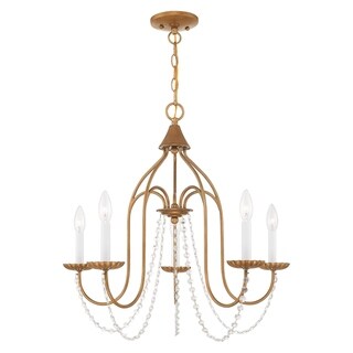 Livex Lighting Alessia 5-Light Chandelier - 24"Dia. x 23"H (Antique Gold Leaf) - Chandeliers For Bedrooms by Overstock.com