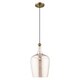 preview thumbnail 3 of 15, Livex Lighting Art Glass 1-light Carafe Mini Pendant - 9.25"Dia. x 18.5"-90"Adj. H Colored - Antique Brass & Champagne Glass - Antiqued - Brass