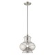 preview thumbnail 5 of 6, Livex Lighting Art Glass 1-Light Perfume Bottle Mini Pendant - 9.88"Dia. x 13.5"-90"Adj. H - 9.88"Dia. x 13.5"-90"Adj. H Brushed Nickel & Smoke Glass - Nickel - Smoked - Brushed