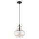 preview thumbnail 2 of 6, Livex Lighting Art Glass 1-Light Perfume Bottle Mini Pendant - 9.88"Dia. x 13.5"-90"Adj. H - 9.88"Dia. x 13.5"-90"Adj. H English Bronze & Champagne Glass - Bronze - Colored - Matte