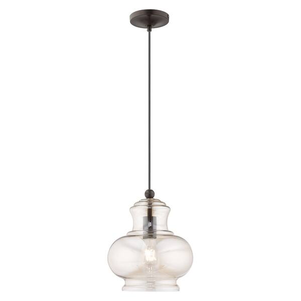 slide 2 of 8, Livex Lighting Art Glass 1-Light Perfume Bottle Mini Pendant - 9.88"Dia. x 13.5"-90"Adj. H - 9.88"Dia. x 13.5"-90"Adj. H
