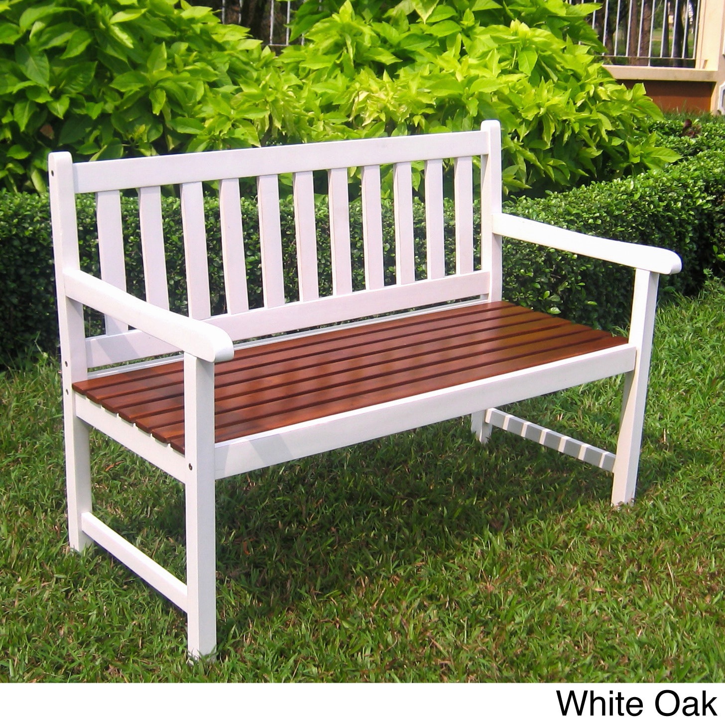 International Caravan 4 foot Acacia Bench With Antiqued Uv Paint Finish