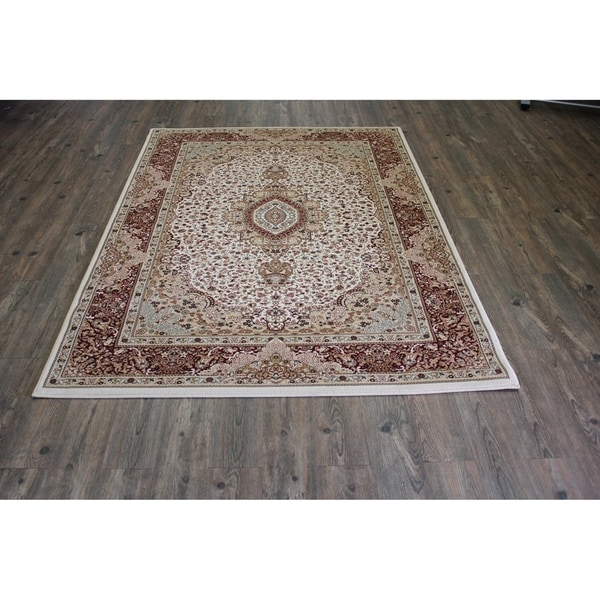 Cream 8x11 Abstract Area Rug - 7'10" x 10'6"