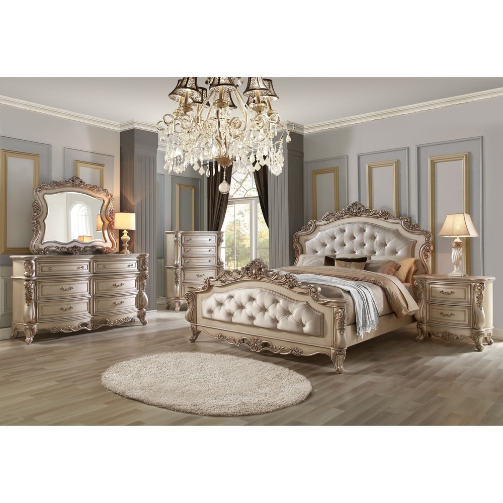 ACME Louis Philippe III Eastern King Bed, Cherry (1Set/2Ctn) Cherry  Traditional