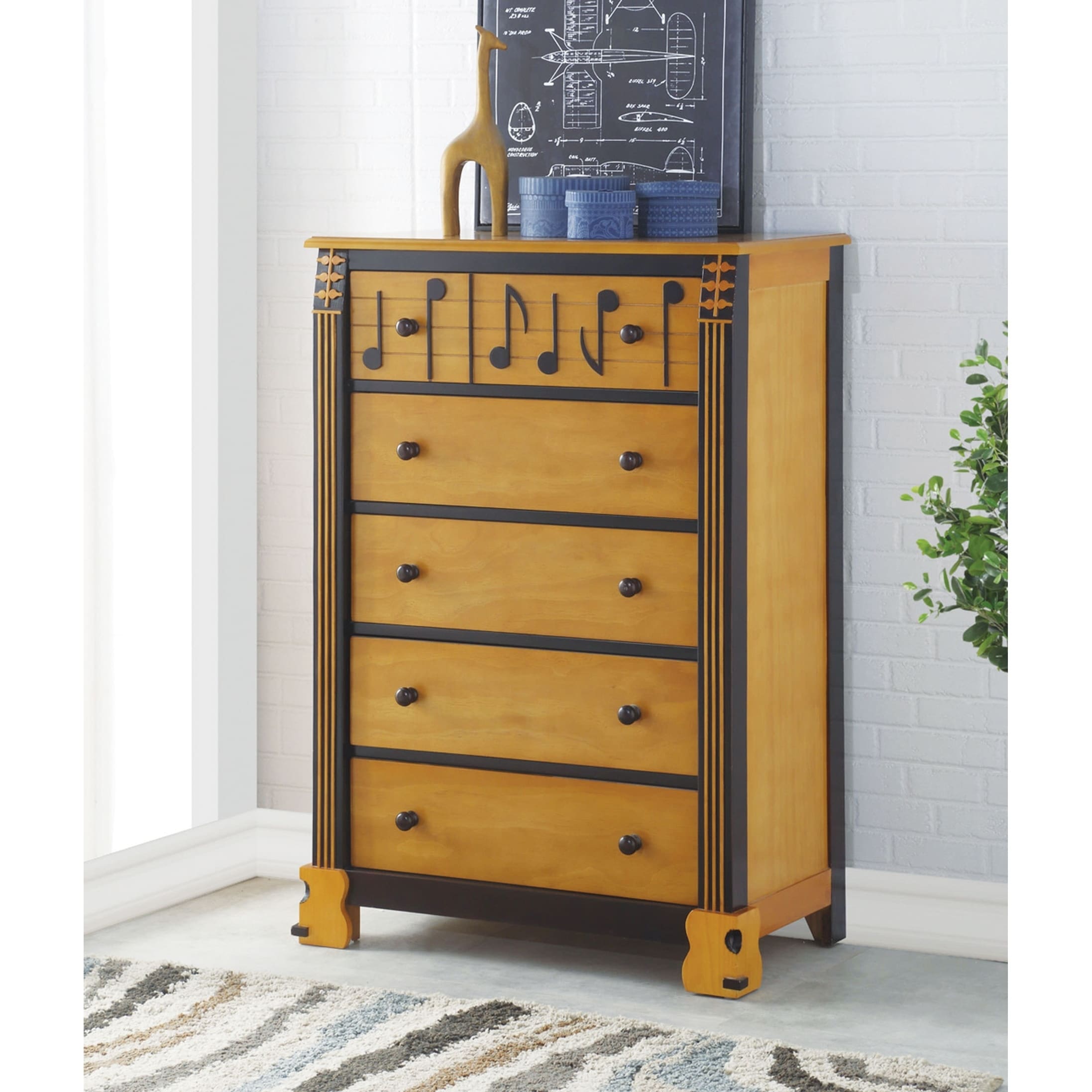 Shop Acme Petrus Chest Honey Oak And Espresso Free Shipping