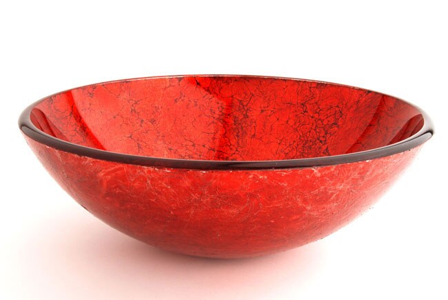 Fontaine Red Foil Glass Vessel Bathroom Sink