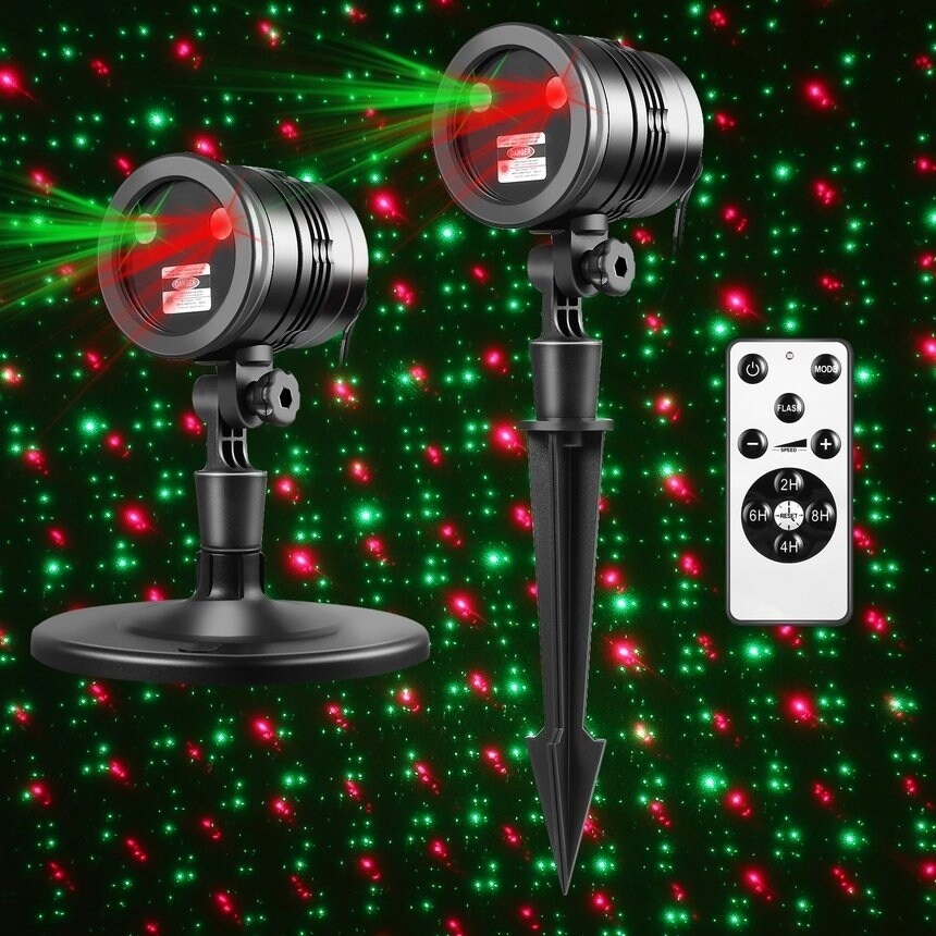 Waterproof Christmas Projection Lights with Red & Green with Remote Control  - Bed Bath & Beyond - 25768484