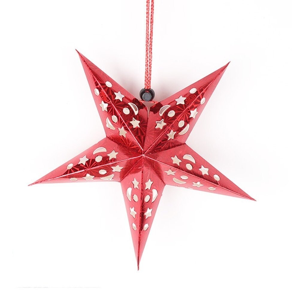 Shop 3d Hollow Star Pentagram Paper Lantern Lampshade Ceiling