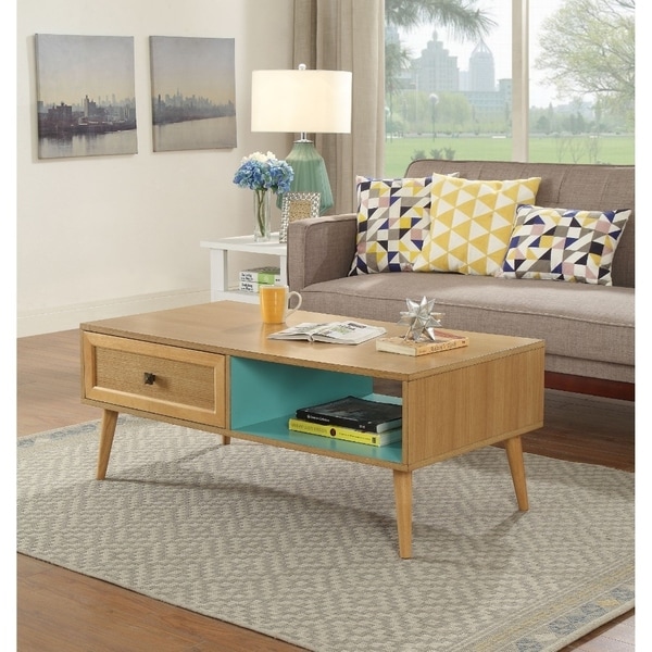 Shop Transitional Rectangular Wooden Coffee Table with 2 ...