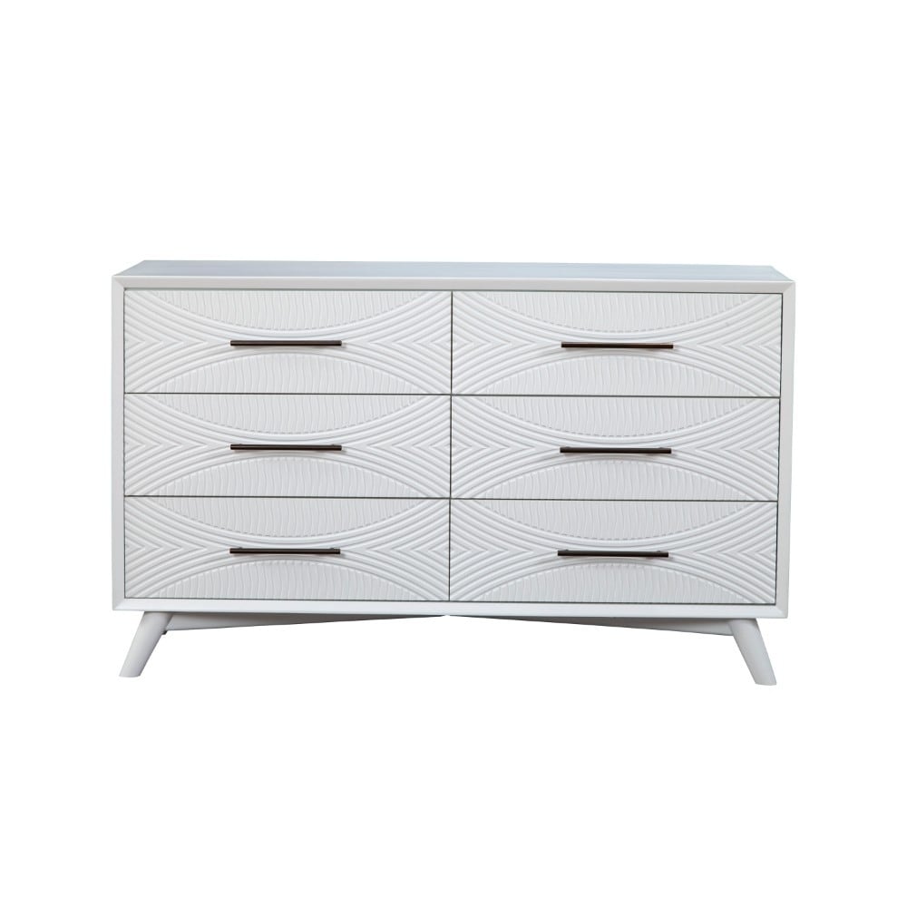 Shop Six Drawers Mahogany Wood Dresser With Splayed Legs White