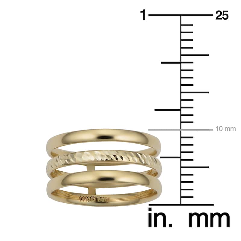 14k Yellow Gold Polished/Diamond Cut Triple Band Ring