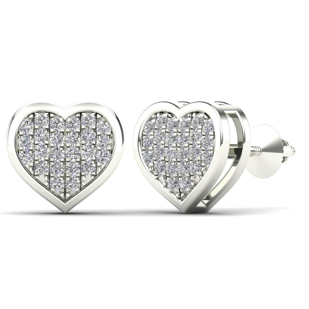 Aalilly 14k White Gold 1 8ct Tdw Diamond Heart Stud Earrings H I I1 I2 Aalilly 14k White Gold 1 8ct Tdw Diamond Heart Stud Earrings H I I1 I2