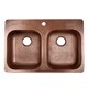 preview thumbnail 2 of 0, Sinkology Santi Drop-In Handmade Pure Solid Copper 33 in. 1-Hole Double Bowl Copper Kitchen Sink Kit in Antique Copper