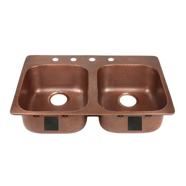 Sinkology Santi Drop In Handmade Pure Solid Copper 33 4 Sinkology Santi Drop In Handmade Pure Solid Copper 33 4 Hole Left