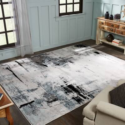Strick & Bolton Intveld Grey/ White Area Rug