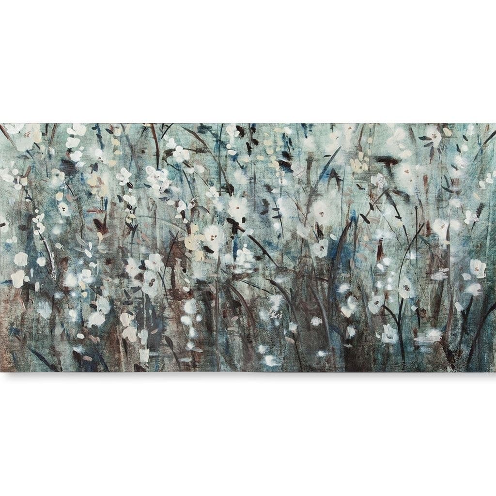 Mercana White Blooms with Navy II(MC)(54x27) Made to Order Canvas Art - Multi