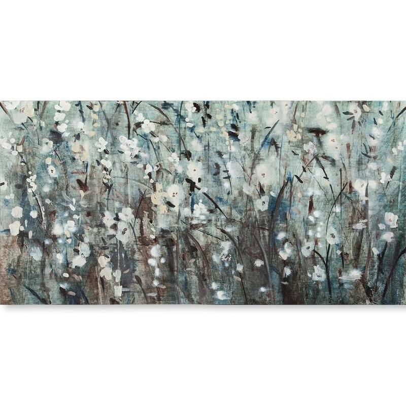 Mercana White Blooms with Navy II(MC)(54x27) Made to Order Canvas Art - Multi