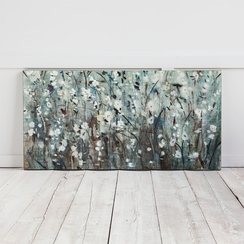Mercana White Blooms with Navy II(MC)(54x27) Made to Order Canvas Art - Multi
