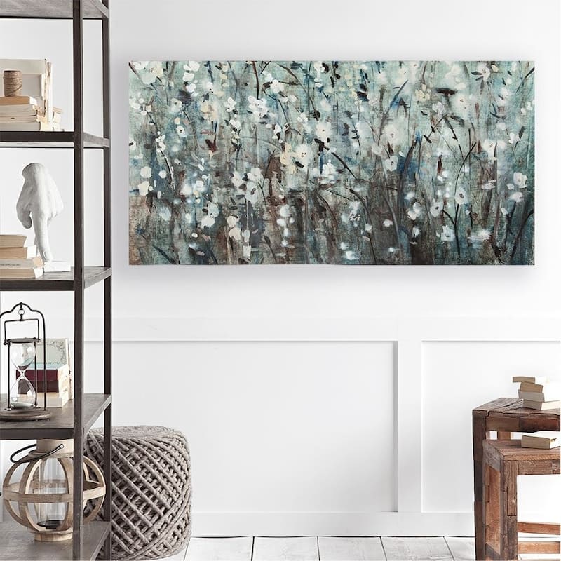 Mercana White Blooms with Navy II(MC)(54x27) Made to Order Canvas Art - Multi