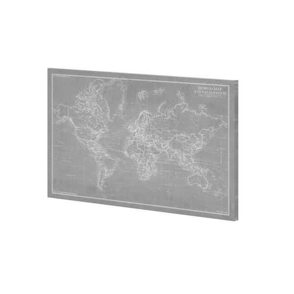 Mercana Explorer - World Map - Graphite (36 x 27) Made to Order Canvas Art