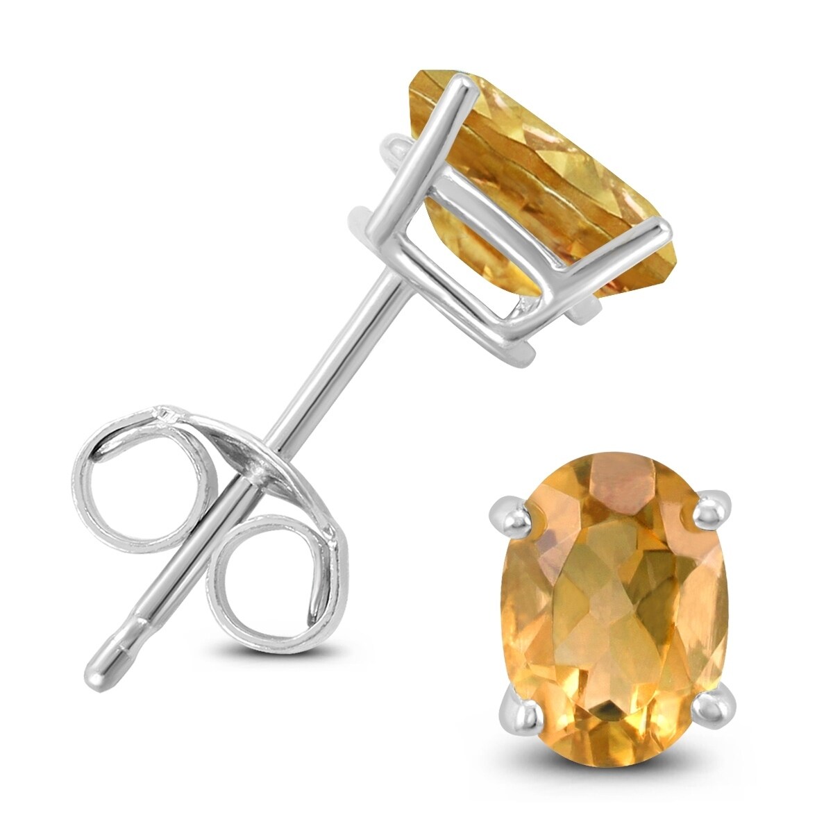 14k White Gold 6x4mm Oval Citrine Earrings 14k White Gold 6x4mm Oval Citrine Earrings