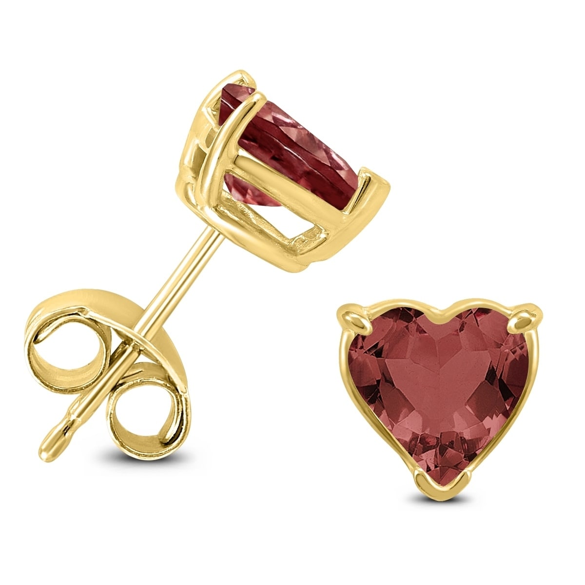 Approximate Measurements 6mm x 6mm 14K Yellow Gold 6mm Heart Simulated Garnet Earrings 