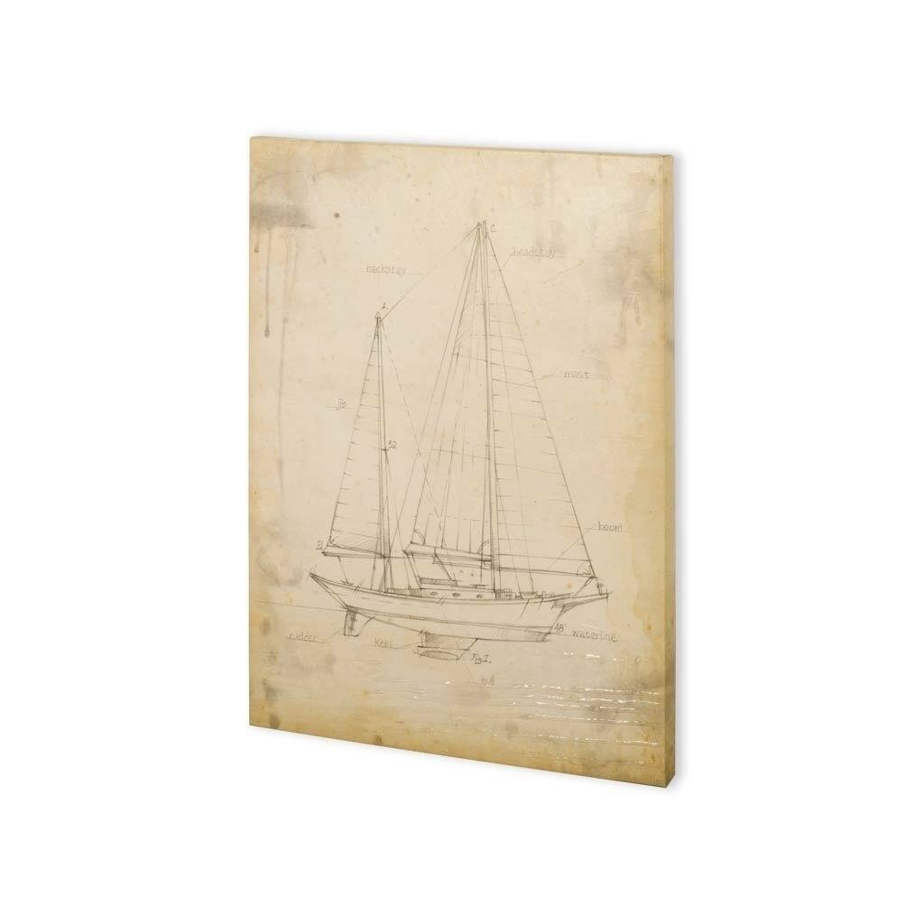 Mercana Sailboat Blueprint VI (30 x 40) Made to Order Canvas Art
