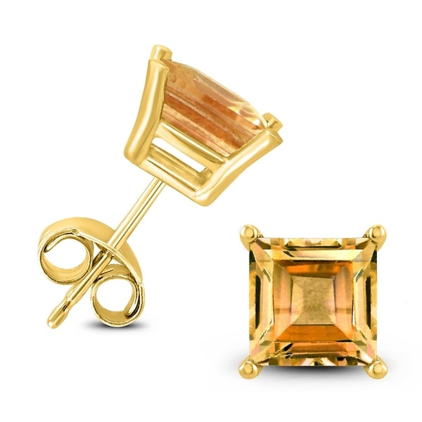 Shop 14K Yellow Gold 7MM Square Citrine Earrings - On Sale - Free Shipping Today - Overstock ...