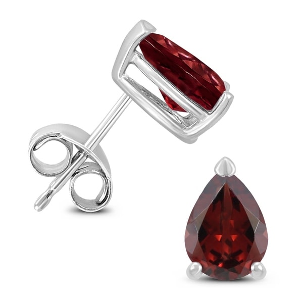 14k White Gold 6x4mm Pear Garnet Earrings 14k White Gold 6x4mm Pear Garnet Earrings