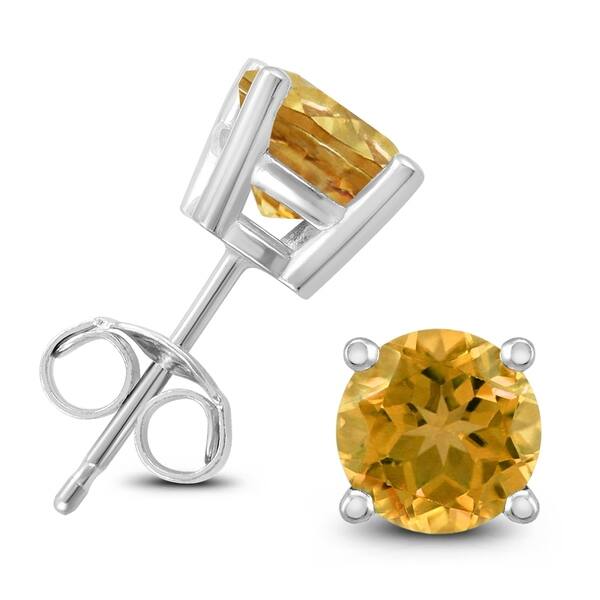 14k White Gold 7mm Round Citrine Earrings 14k White Gold 7mm Round Citrine Earrings