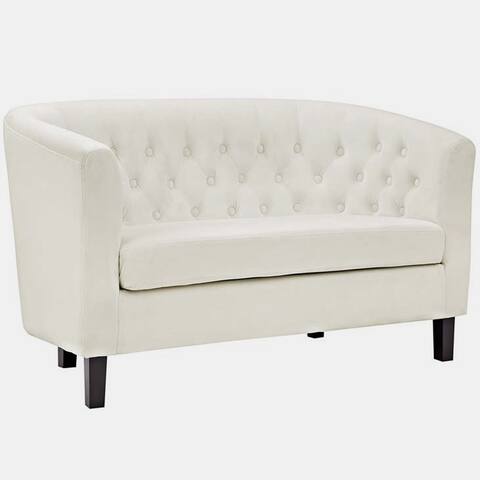Bristol Classic Ivory Velvet Button Tufted Loveseat
