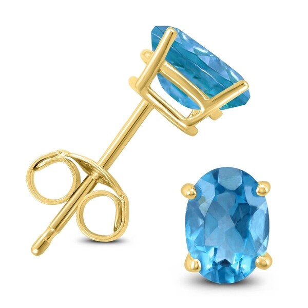 14k Yellow Gold 6x4mm Oval Blue Topaz Earrings 14k Yellow Gold 6x4mm Oval Blue Topaz Earrings