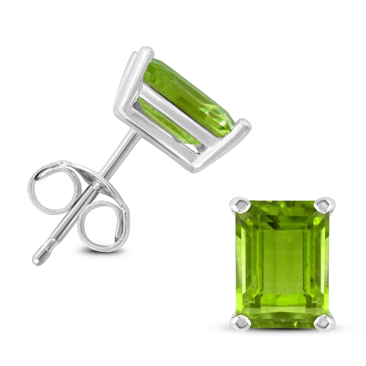 14k White Gold 7x5mm Emerald Shaped Peridot Earrings 14k White Gold 7x5mm Emerald Shaped Peridot Earrings
