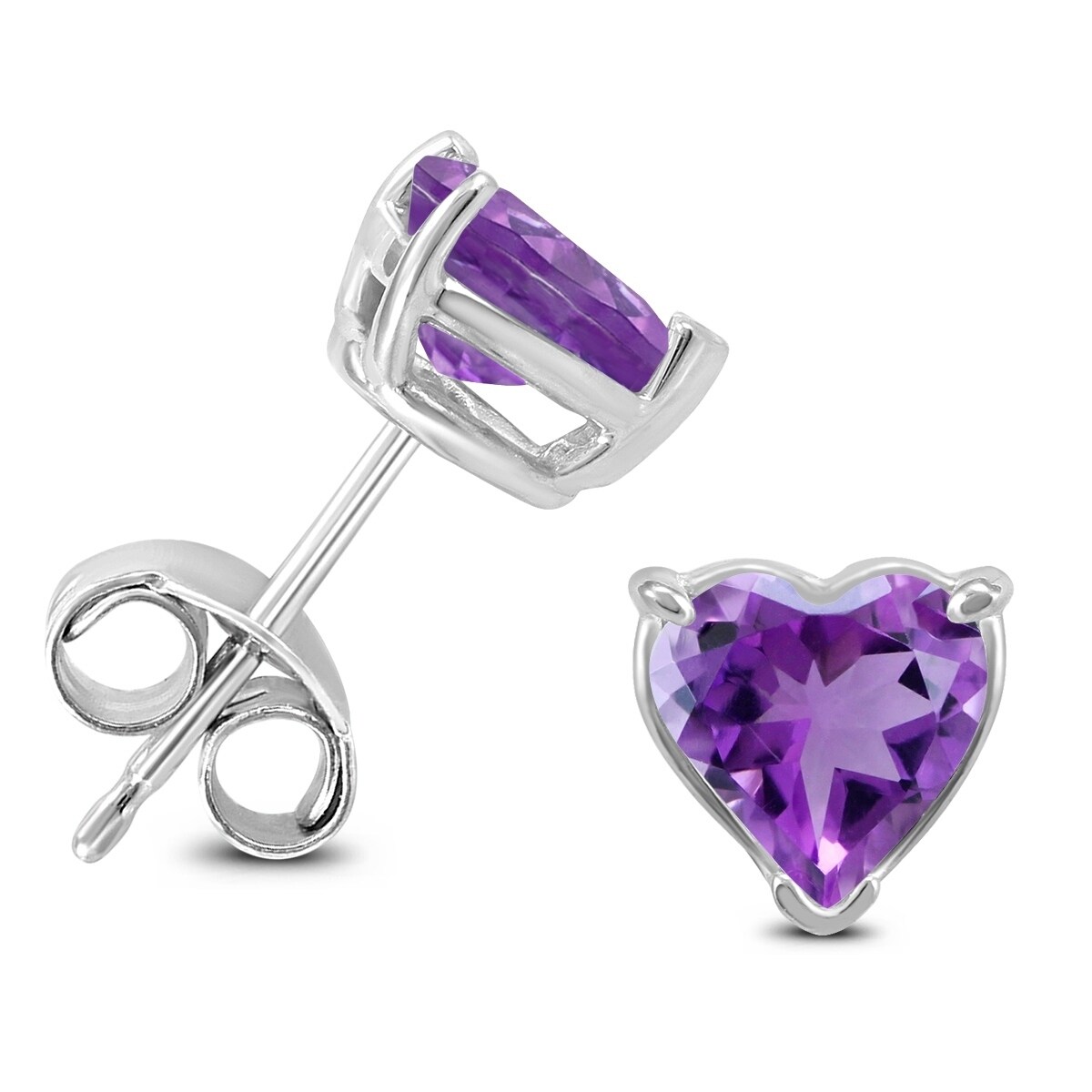 14k White Gold 7mm Heart Amethyst Earrings 14k White Gold 7mm Heart Amethyst Earrings