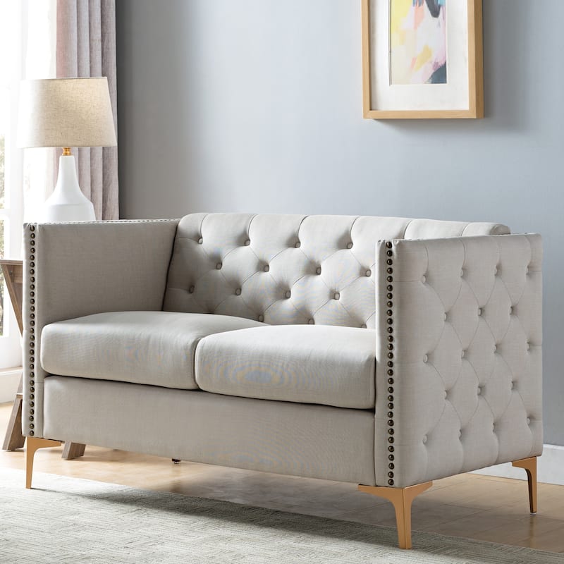 Batanovtsi Transitional Tufted Nailhead Trim Loveseat by Copper Grove