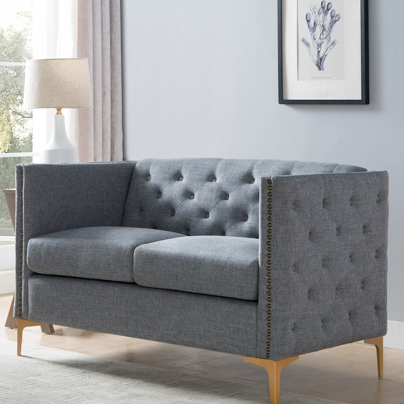 Batanovtsi Transitional Tufted Nailhead Trim Loveseat by Copper Grove