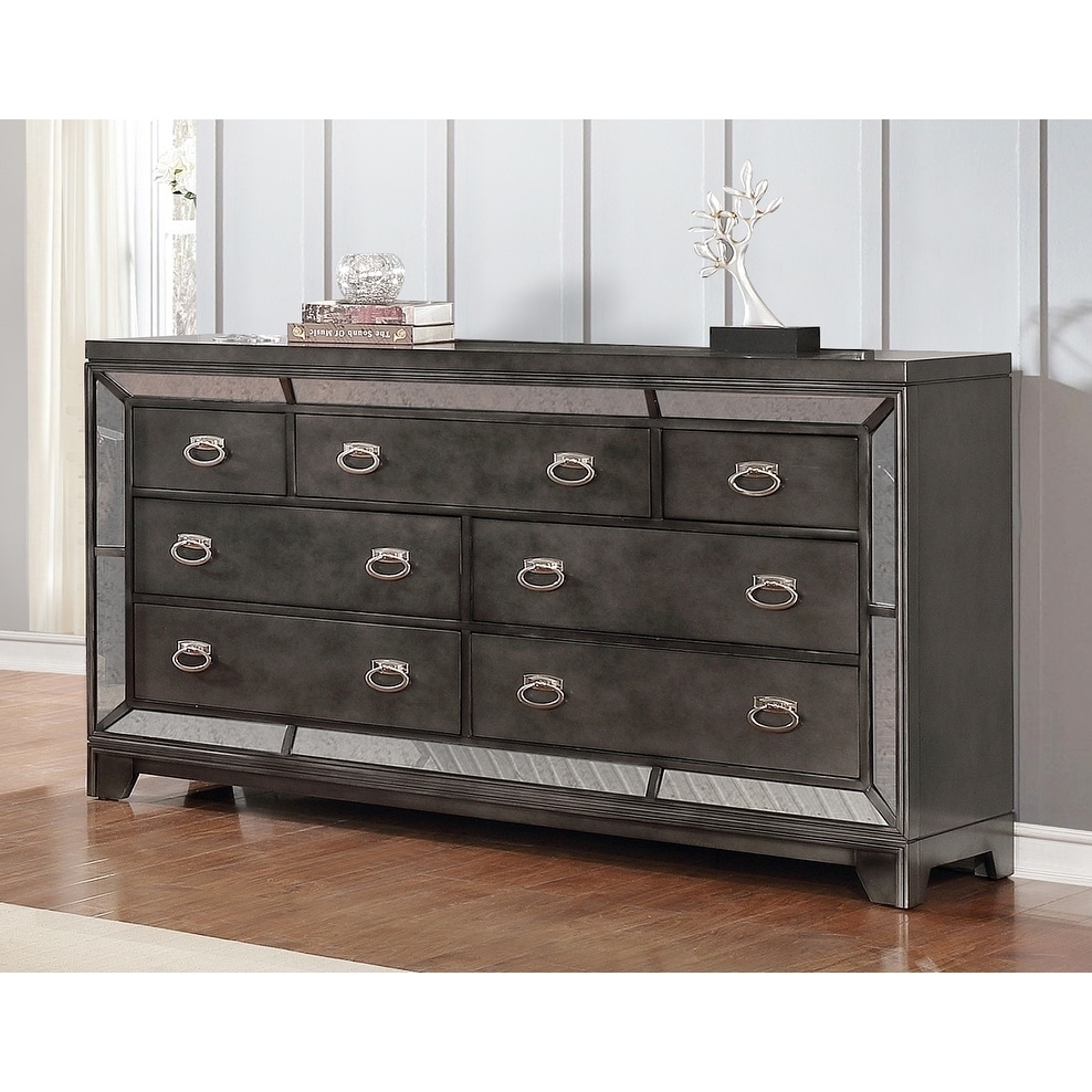 Shop Best Quality Furniture Victoria Gun Metal 7 Drawer Dresser