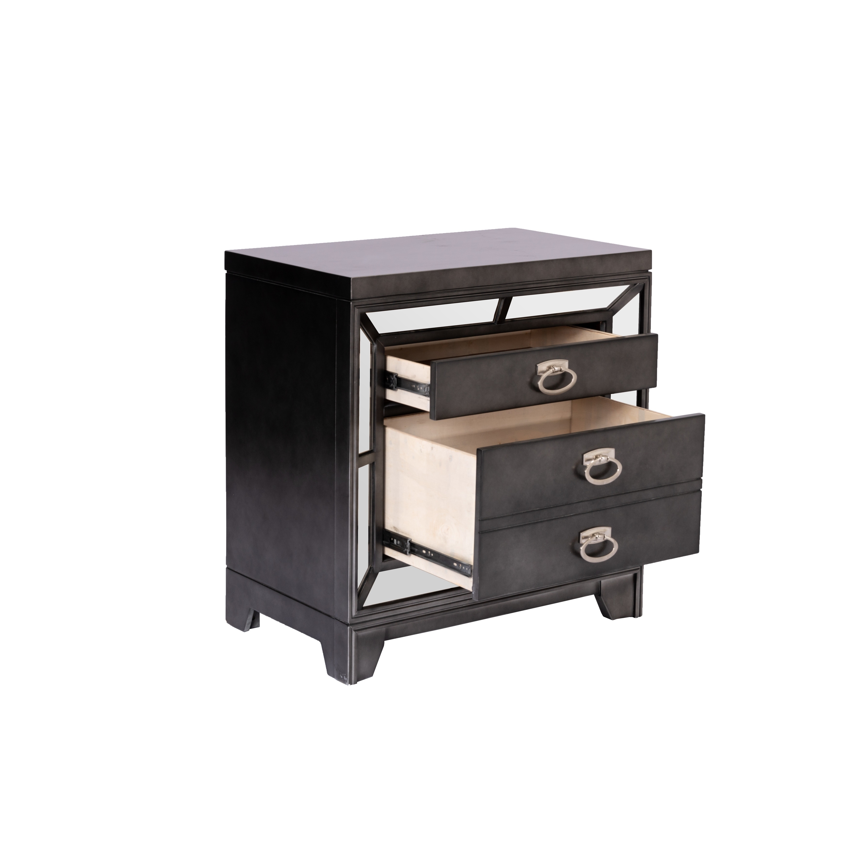 Shop Best Quality Furniture Victoria 2 Drawer Gun Metal Nightstand Overstock 25773162