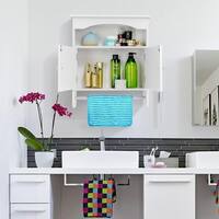 Bathroom Wood Medicine Storage  Mount Wall Cabinet w/ Towel Shelf