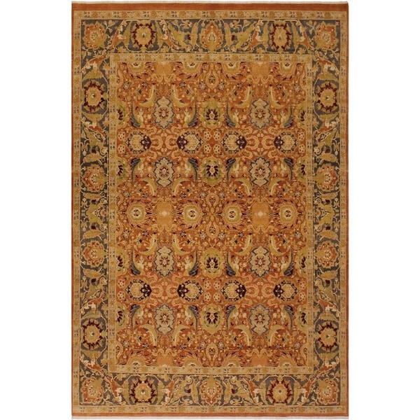 Antique Vegtable Dye Agra Ramona Orange/Gray Wool Rug (8'2 x 10'3) - 8 ft. 2 in. x 10 ft. 3 in.