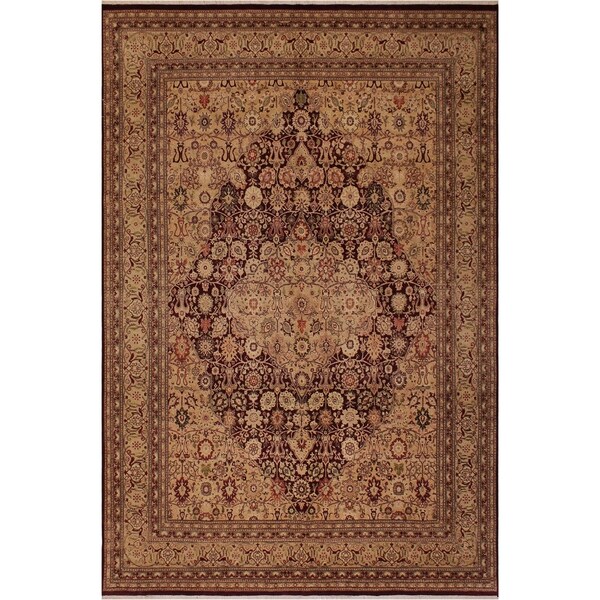 Antique Vegtable Dye Tabriz Kristin Drk. Red/Tan Wool Rug (8'2 x 10'5) - 8 ft. 2 in. x 10 ft. 5 in.