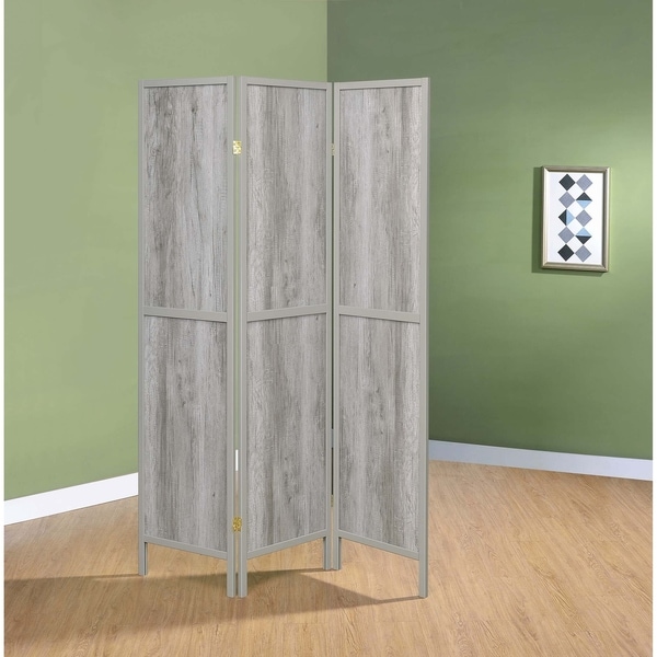 Carbon Loft Chablis Grey Driftwood 3-panel Folding Screen - 52" x 0.75" x 70.25"