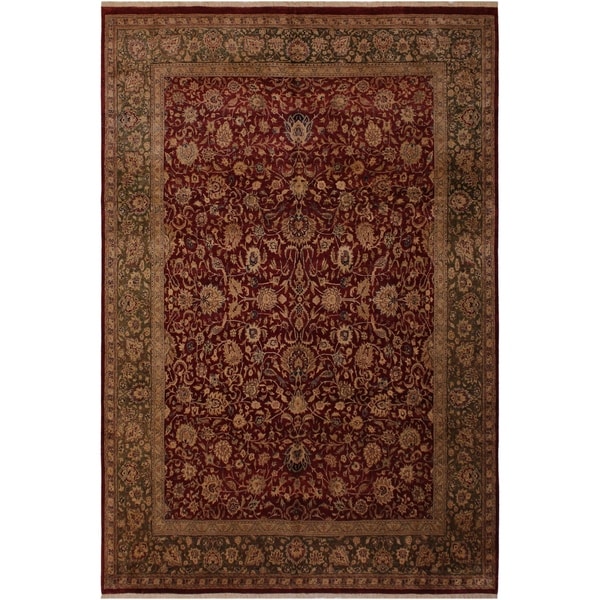 Antique Vegtable Dye Tabriz Latisha Red/Green Wool Rug (7'11 x 10'1) - 7 ft. 11 in. x 10 ft. 1 in.