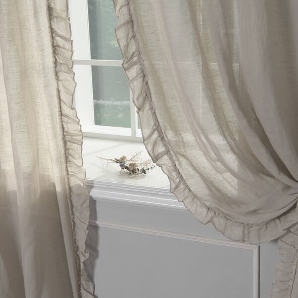 Shop Aurora Home Sheer Side Ruffle French Linen Single Curtain